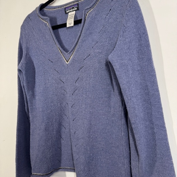 Patagonia Lavender Purple Wool Knit  V-Neck Soft Casual Cozy Sweater Size XS - Picture 9 of 12
